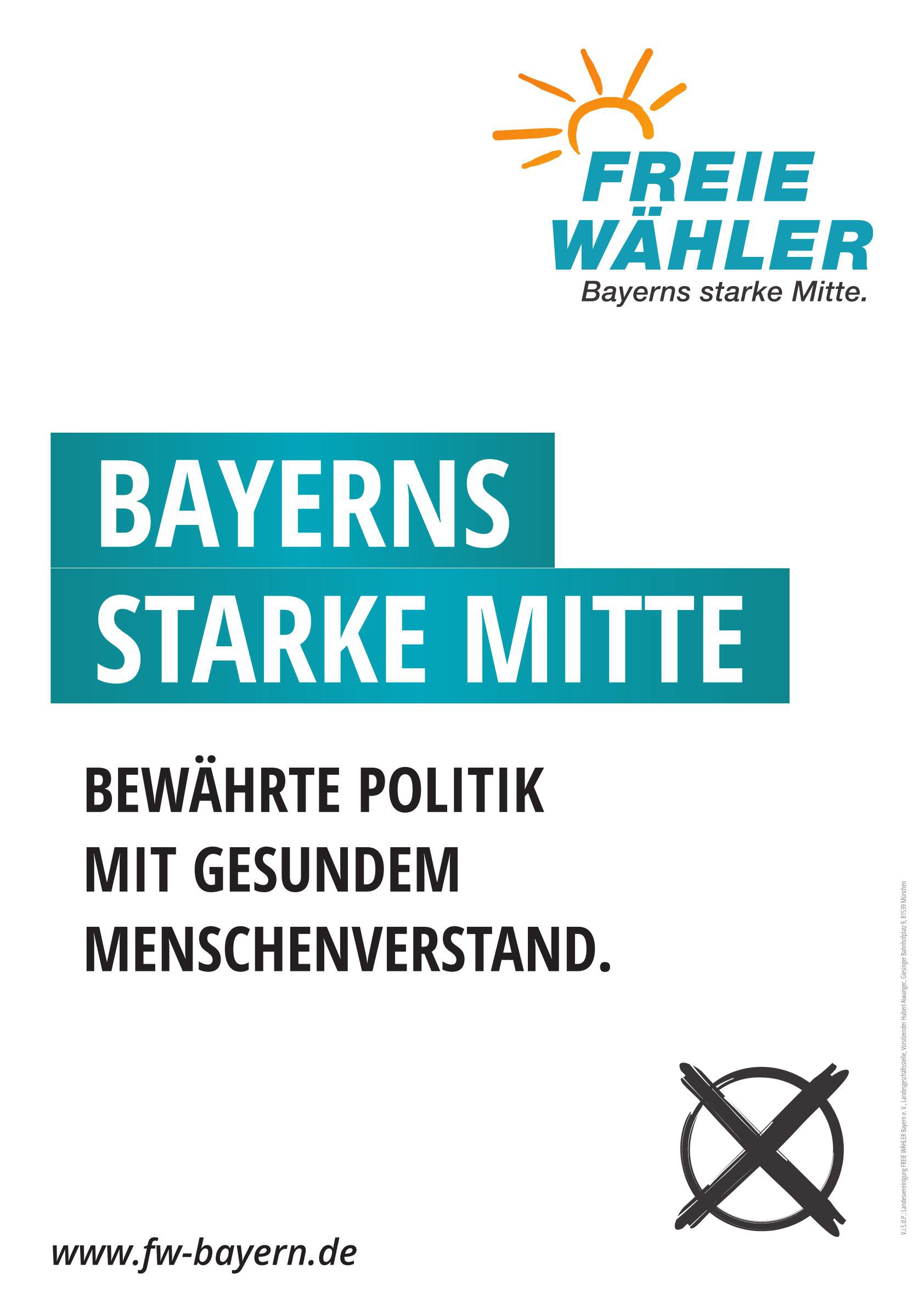 Papierplakat Bayerns starke Mitte 
